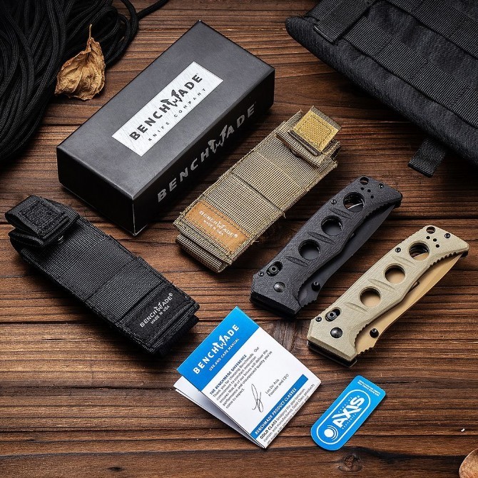 Benchmade 275SFE-2 Shane Sibert Adamas Knife 3.77" CruWear Plain Folding Blade, G10 Handles