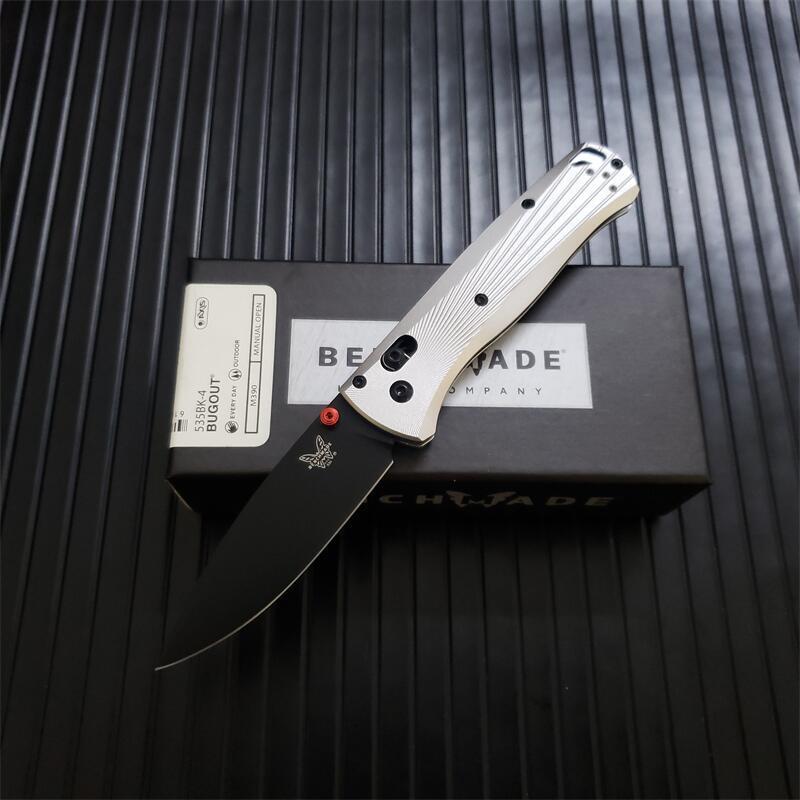 Benchmade 535BK-4 Knifes Bugout AXIS Folding 3.24" M390 Black Plain Blade, Machined Aluminum Handles