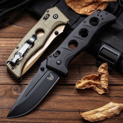 Benchmade 275SFE-2 Shane Sibert Adamas Knife 3.77" CruWear Plain Folding Blade, G10 Handles