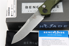 Benchmade 9400 Green Osborne AUTO Folding Knife 3.26" S30V Satin Plain Blade, Green Aluminum Handles