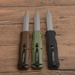 Benchmade 3320 Infidel Dagger Knifes AUTO OTF 3.85" D2 Black Double Edge Blade, Aluminum Handles