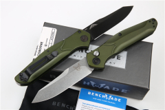 Benchmade 9400 Green Osborne AUTO Folding Knife 3.26" S30V Satin Plain Blade, Green Aluminum Handles