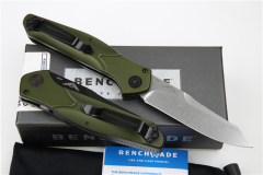 Benchmade 9400 Green Osborne AUTO Folding Knife 3.26" S30V Satin Plain Blade, Green Aluminum Handles