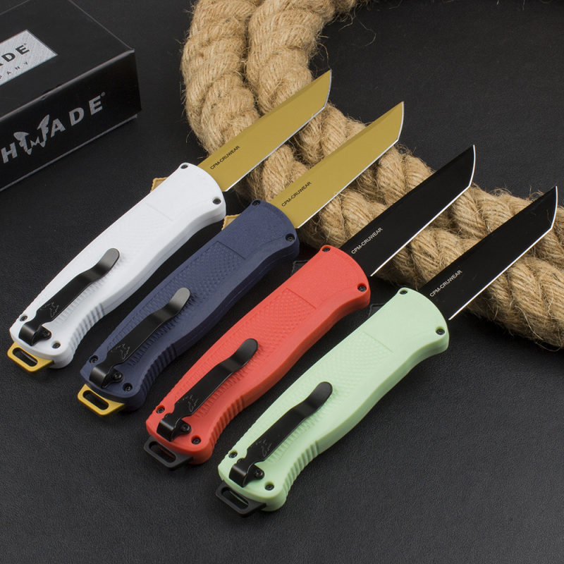 Benchmade 5370FE 5Models Knives Shootout OTF AUTO Knife 3.50" CPM-CruWear Tanto Blade, Black CF-Elite Handles