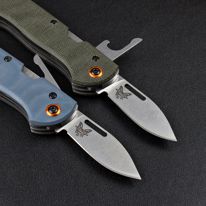 Benchmade 317 Weekender 2-Blade Knife 2.75" Satin S30V Clip Point and Drop Point Folding Blades, G10 Handles
