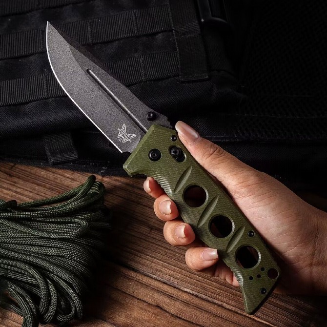 Benchmade 275SFE-2 Knife Shane Sibert Adamas 3.77" CruWear Plain Folding Blade, G10 Handles