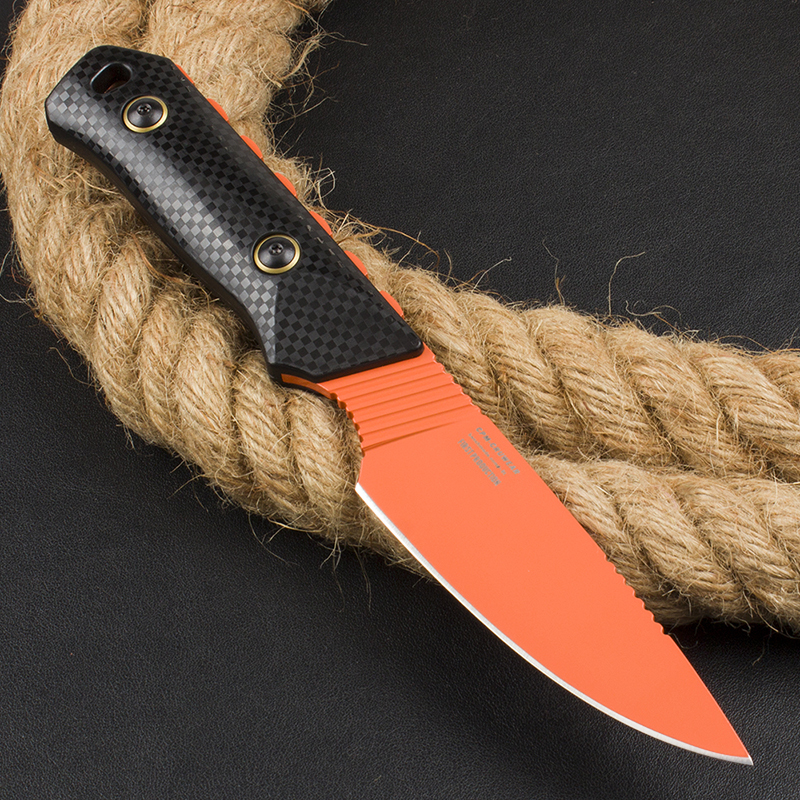 Benchmade 15600OR Knife Raghorn Fixed Blade 4.01" CPM-CruWear Orange Drop Point, Carbon Fiber Handles