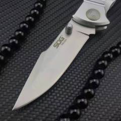 SOG Fielder Folding Knife 3.3" 440c Satin Blade, Black G10 Handles, Liner Lock