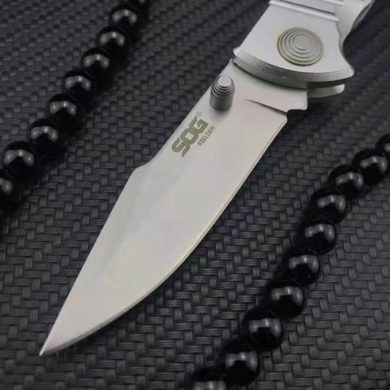SOG Fielder Folding Knife 3.3" 440c Satin Blade, Black G10 Handles, Liner Lock