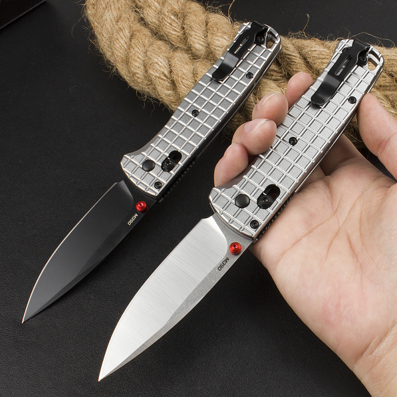 Benchmade 535BK-4 Bugout AXIS Knife 3.30" D2 Plain Folding Blade, Machined Aluminum Grenade pattern Handles