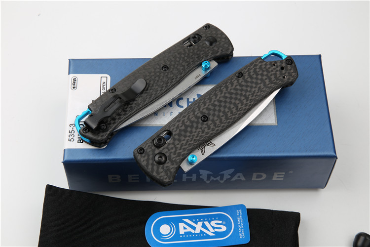 Benchmade 535-3 Knifes Bugout AXIS 3.07" S90V Satin Plain Folding Blade, Carbon Fiber Handles