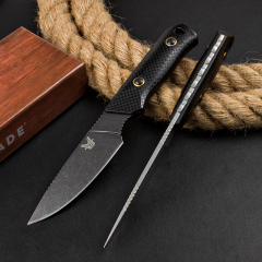 Benchmade 15600 Raghorn Fixed Knife 4.01" CPM-CruWear Orange Drop Point Blade, Carbon Fiber Handles