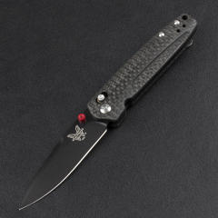 Benchmade 485-3 Knifes Bugout AXIS Folding Knife 2.83" M390 Satin Plain Blade, Carbon Fiber Handles