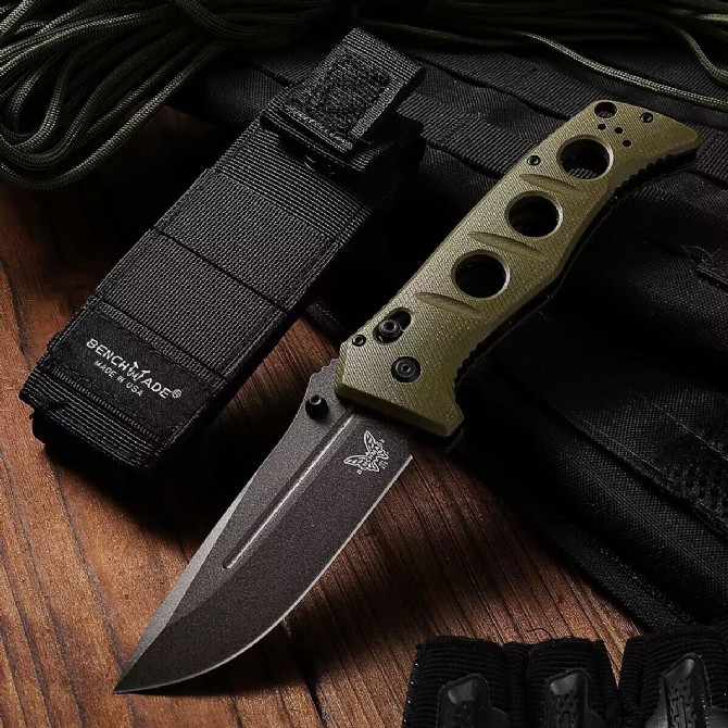 Benchmade 275SFE-2 Knife Shane Sibert Adamas 3.77" CruWear Plain Folding Blade, G10 Handles