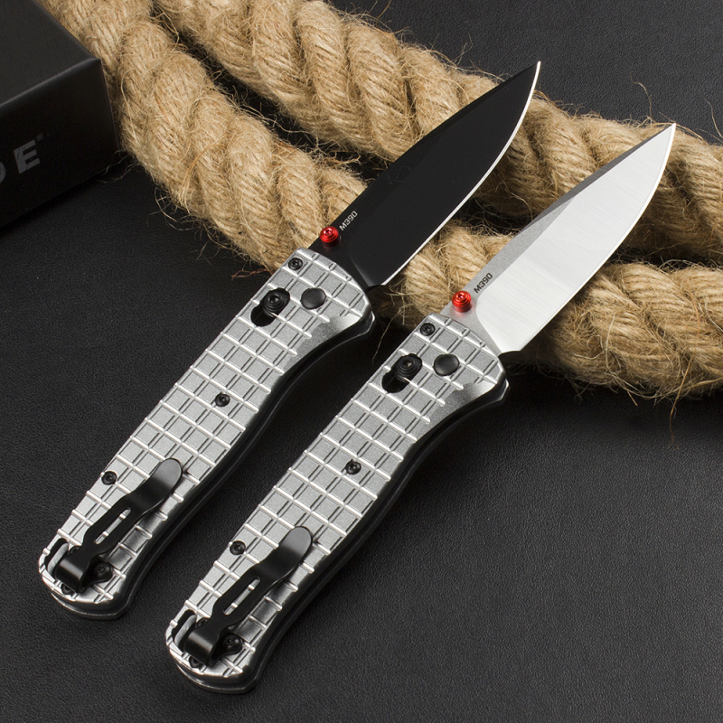 Benchmade 535BK-4 Bugout AXIS Knife 3.30" D2 Plain Folding Blade, Machined Aluminum Grenade pattern Handles