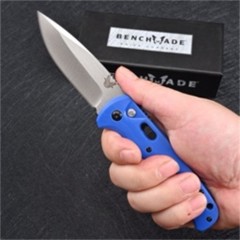 Benchmade 4300BK Knifes CLA AUTO Folding Knife 3.18" 154CM Plain Blade, Black/Blue G10 Handles