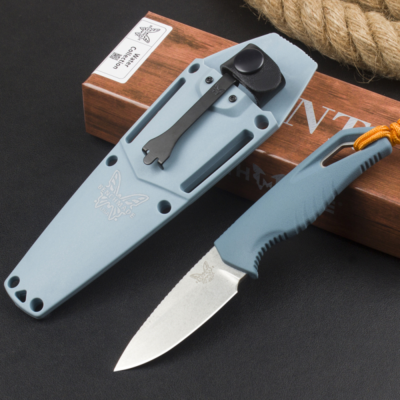 Benchmade 18050 Straight knife Water Intersect Fixed Blade 2.55" CPM-MagnaCut Drop Point Blade, TPV Blue Handle