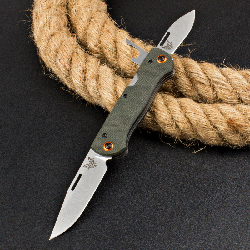 Benchmade 317 Weekender 2-Blade Knife 2.75" Satin S30V Clip Point and Drop Point Folding Blades, G10 Handles