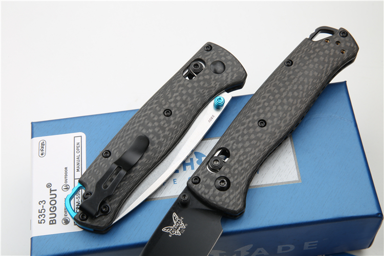 Benchmade 535-3 Knifes Bugout AXIS 3.07" S90V Satin Plain Folding Blade, Carbon Fiber Handles
