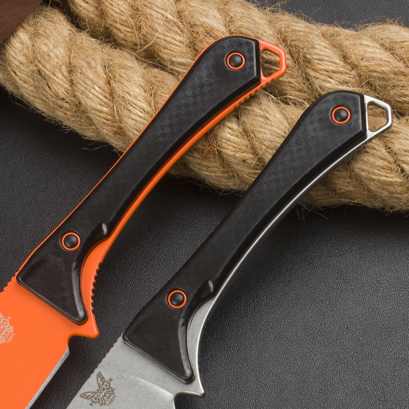Benchmade 15201OR Straight knifes Altitude Fixed Blade Knife 3.08" CPM-S90V Orange DLC Drop Point, Santoprene Handles