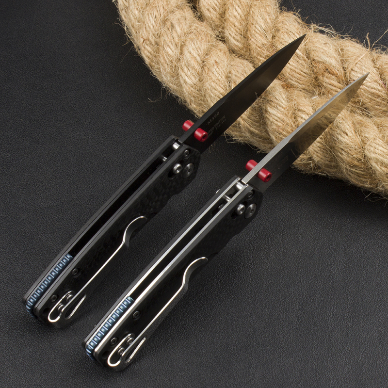 Benchmade 485-3 Knifes Bugout AXIS Folding Knife 2.83" M390 Satin Plain Blade, Carbon Fiber Handles