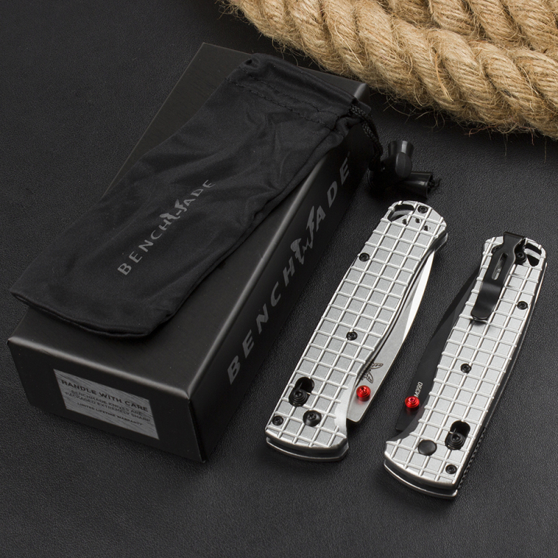 Benchmade 535BK-4 Bugout AXIS Knife 3.30" D2 Plain Folding Blade, Machined Aluminum Grenade pattern Handles