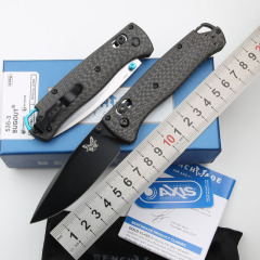 Benchmade 535-3 Knifes Bugout AXIS 3.07" S90V Satin Plain Folding Blade, Carbon Fiber Handles