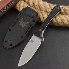 Benchmade 15201OR Straight knifes Altitude Fixed Blade Knife 3.08" CPM-S90V Orange DLC Drop Point, Santoprene Handles