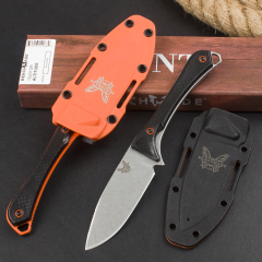 Benchmade 15201OR Straight knifes Altitude Fixed Blade Knife 3.08" CPM-S90V Orange DLC Drop Point, Santoprene Handles