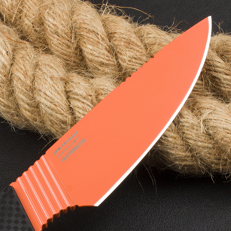 Benchmade 15600OR Knife Raghorn Fixed Blade 4.01" CPM-CruWear Orange Drop Point, Carbon Fiber Handles