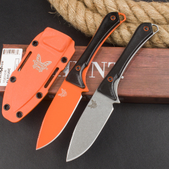 Benchmade 15201OR Straight knifes Altitude Fixed Blade Knife 3.08" CPM-S90V Orange DLC Drop Point, Santoprene Handles