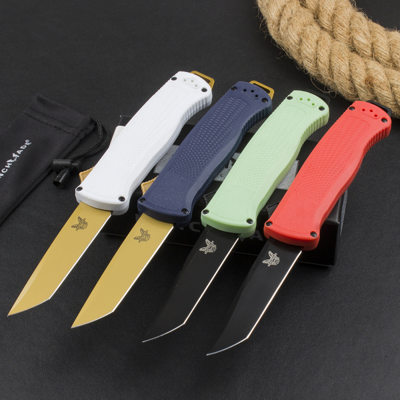 Benchmade 5370FE 5Models Knives Shootout OTF AUTO Knife 3.50" CPM-CruWear Tanto Blade, Black CF-Elite Handles
