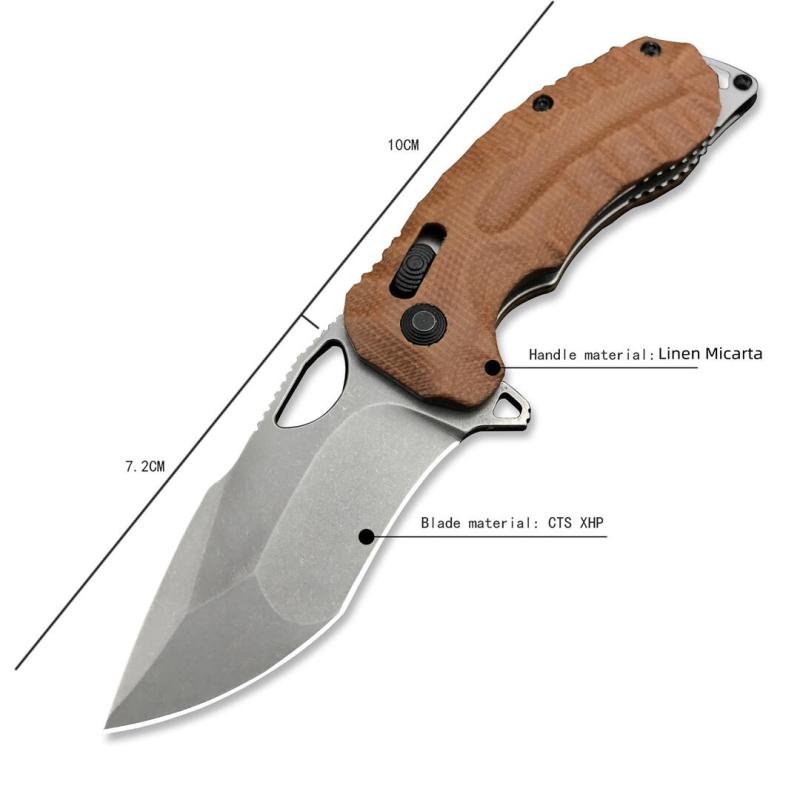 SOG Kiku XR Folding Knife 2.83" CTS-XHP Black Cerakote Plain Blade, Black Linen Micarta Handles