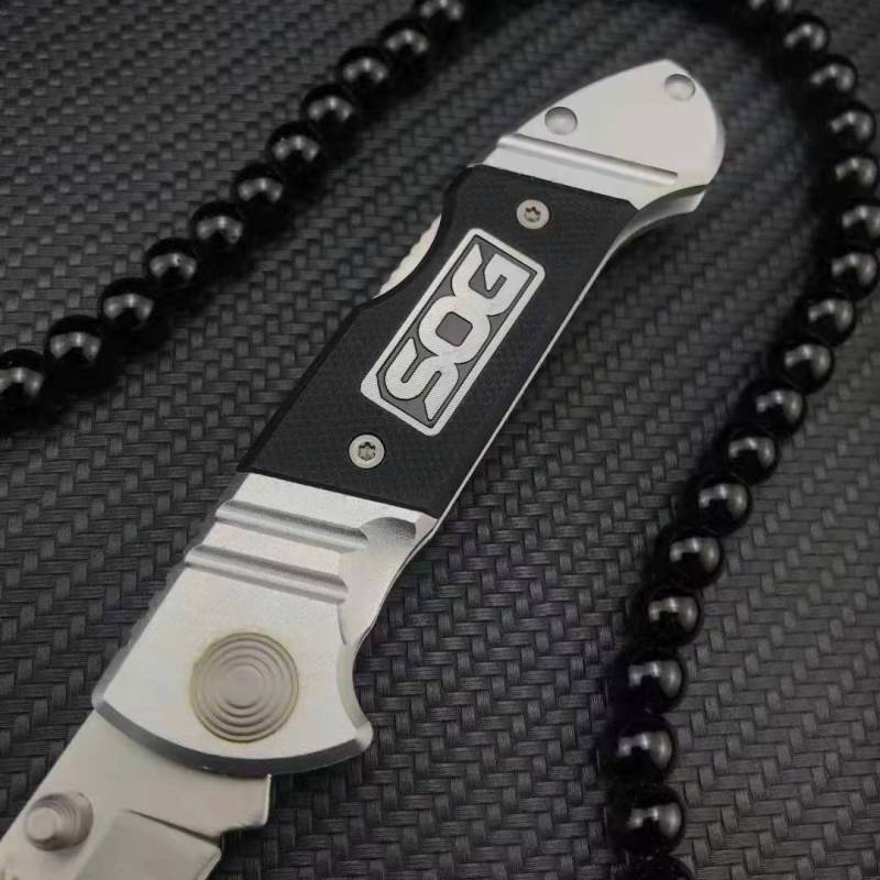 SOG Fielder Folding Knife 3.3" 440c Satin Blade, Black G10 Handles, Liner Lock