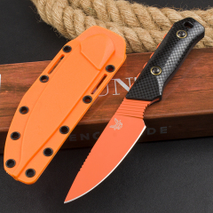 Benchmade 15600OR Knife Raghorn Fixed Blade 4.01" CPM-CruWear Orange Drop Point, Carbon Fiber Handles