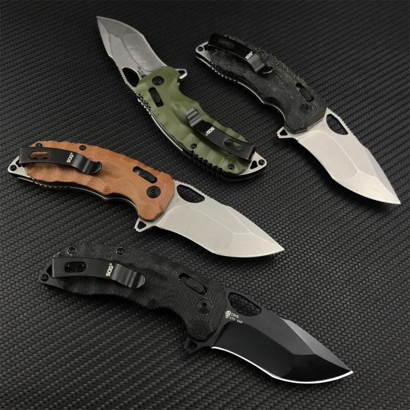 SOG Kiku XR Folding Knife 2.83" CTS-XHP Black Cerakote Plain Blade, Black Linen Micarta Handles