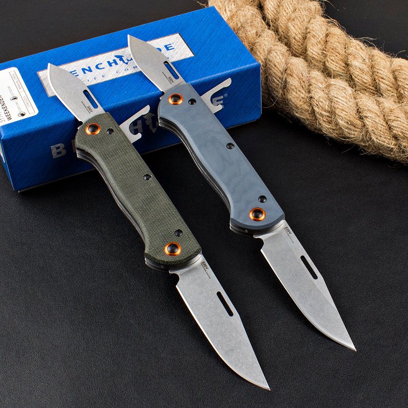 Benchmade 317 Weekender 2-Blade Knife 2.75" Satin S30V Clip Point and Drop Point Folding Blades, G10 Handles