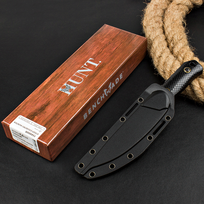 Benchmade 15600 Raghorn Fixed Knife 4.01" CPM-CruWear Orange Drop Point Blade, Carbon Fiber Handles