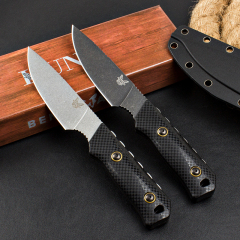 Benchmade 15600 Raghorn Fixed Knife 4.01" CPM-CruWear Orange Drop Point Blade, Carbon Fiber Handles