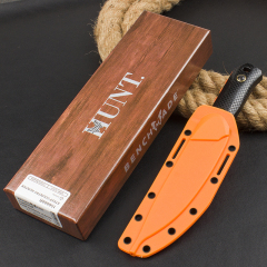 Benchmade 15600OR Knife Raghorn Fixed Blade 4.01" CPM-CruWear Orange Drop Point, Carbon Fiber Handles