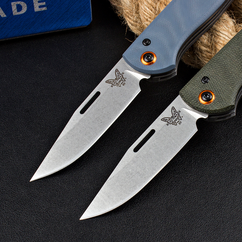 Benchmade 317 Weekender 2-Blade Knife 2.75" Satin S30V Clip Point and Drop Point Folding Blades, G10 Handles