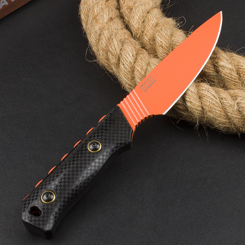 Benchmade 15600OR Knife Raghorn Fixed Blade 4.01" CPM-CruWear Orange Drop Point, Carbon Fiber Handles