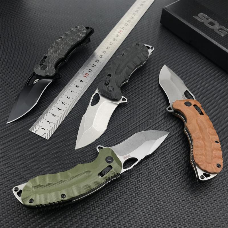 SOG Kiku XR Folding Knife 2.83" CTS-XHP Black Cerakote Plain Blade, Black Linen Micarta Handles