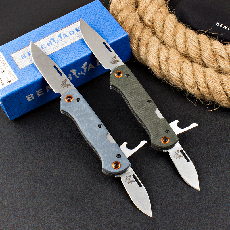 Benchmade 317 Weekender 2-Blade Knife 2.75" Satin S30V Clip Point and Drop Point Folding Blades, G10 Handles