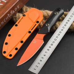 Benchmade 15600OR Knife Raghorn Fixed Blade 4.01" CPM-CruWear Orange Drop Point, Carbon Fiber Handles