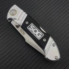 SOG Fielder Folding Knife 3.3" 440c Satin Blade, Black G10 Handles, Liner Lock