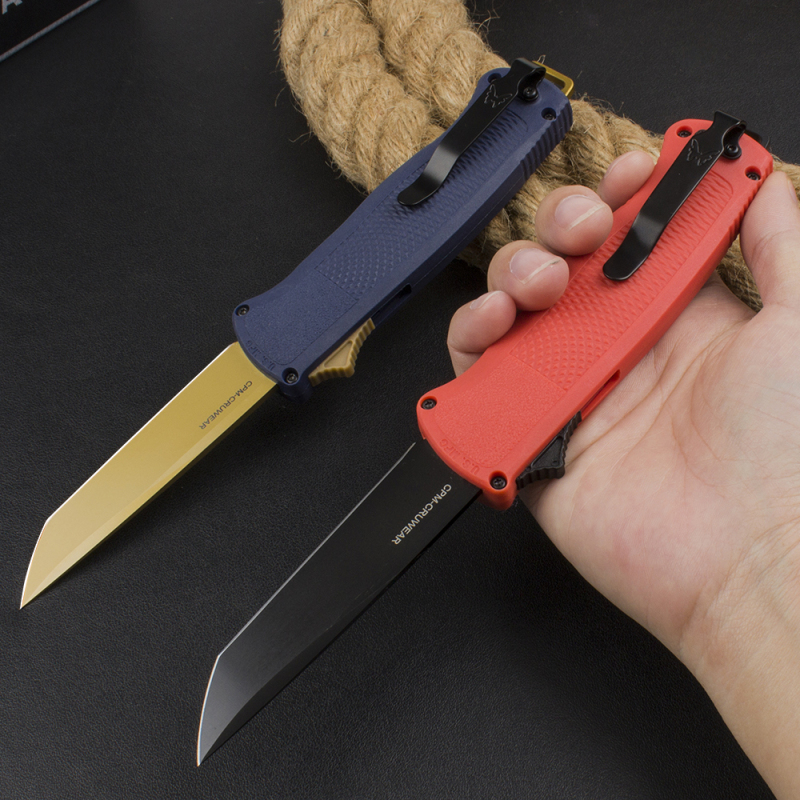 Benchmade 5370FE 5Models Knives Shootout OTF AUTO Knife 3.50" CPM-CruWear Tanto Blade, Black CF-Elite Handles