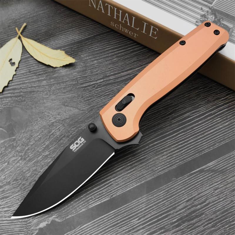 SOG Terminus XR Flipper Knife 2.95" Stonewashed D2 Clip Point Blade, Aluminum Alloy Handles