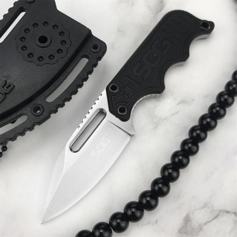 SOG Mini Neck Knife 2.13" 5Cr15 Satin Plain Blade, G10 Handles