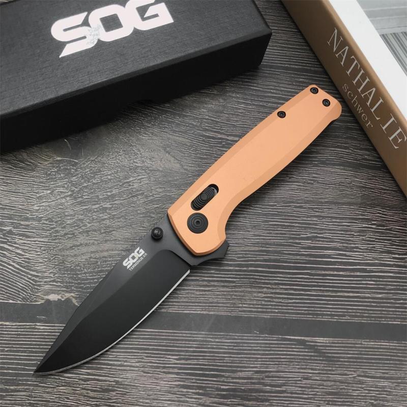 SOG Terminus XR Flipper Knife 2.95" Stonewashed D2 Clip Point Blade, Aluminum Alloy Handles